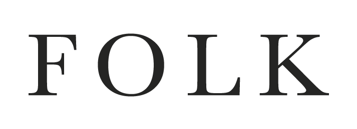 The Folk logo is a simple word mark typeset in Baskerville